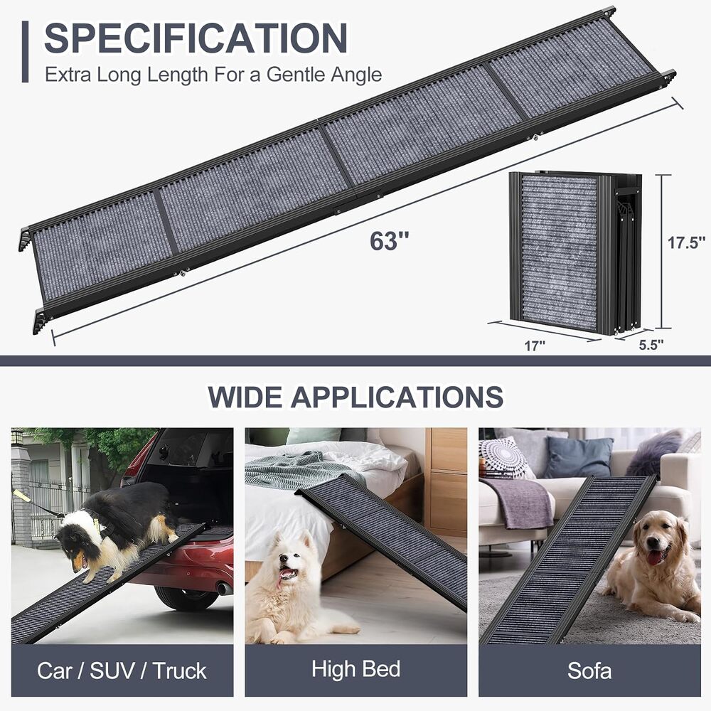 Dog Ramp for Car 63" L × 17" W